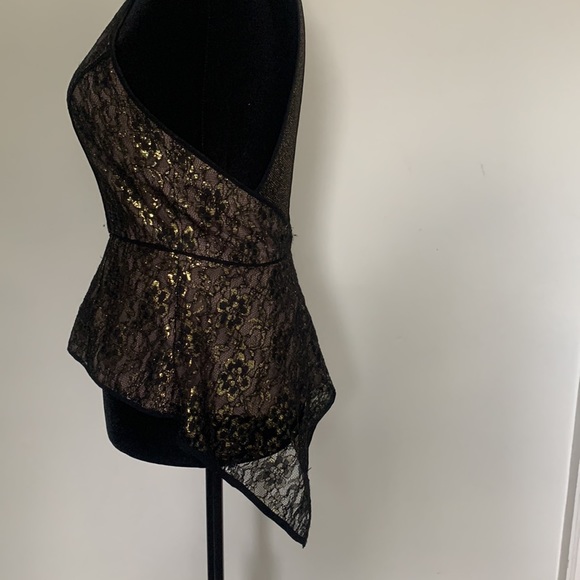 Black and Good Thread High Neck Peplum Top - Picture 3 of 4